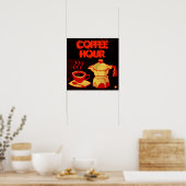 Poster COFFEE HOUR /Red Yellow Coffee Cup and Coffeepot (Cuisine)