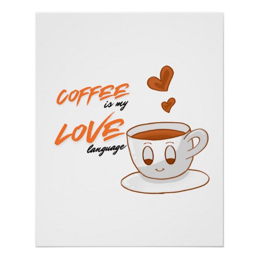 Poster Coffee Love – Cute Coffee Illustration Cafe Wall P (Devant)