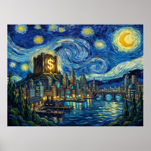 Poster Coffre-fort de Duckburg Starry Night Bande dessiné