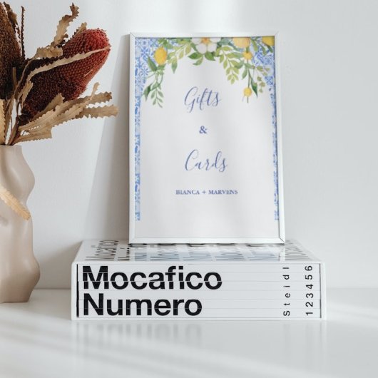 Poster Coffret bleu et Mariage citron Cadeaux et Cartes