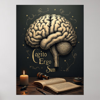 Poster Cogito Ergo Sum - Philosophie universitaire gothiq