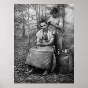 Poster Coiffeur - 2ÈME GUERRE MONDIALE - coupe de cheveux