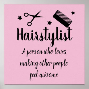 Poster Coiffeur Citation drôle Coiffeur Étoiles rose