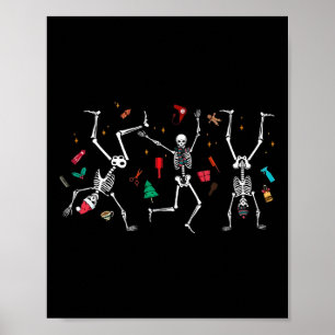 Poster Coiffeur de Noël Skeleton Dancing Coiffeur