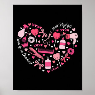 Poster Coiffeur Saint-Valentin Cœur Cosmétique Coiffeuse