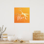 Poster Coiffeur Salon de maquillage Chic Orange Ciseaux o (Cuisine)