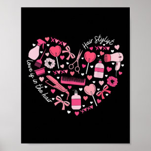 Poster Coiffeur Styliste Valentines Day Coeur Coeur Cosm