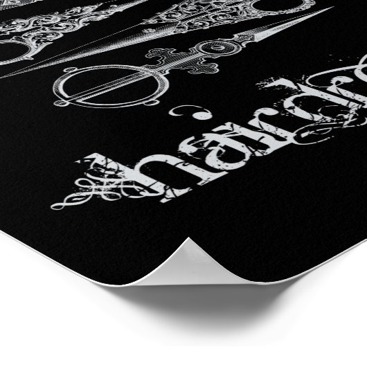 Poster Coiffeur vintage Ciseaux classiques (Coin)