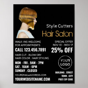 Poster Coiffeuse tendance, Styliste de cheveux, Salon de