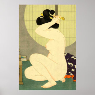 Poster Coiffure après un bain Hakuho Hirano 1932