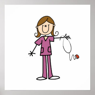 Poster Coiffure Brown Female Stick Figure Infirmière