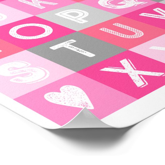 Poster Coiffure de la fille Alphabet rose gris (Coin)