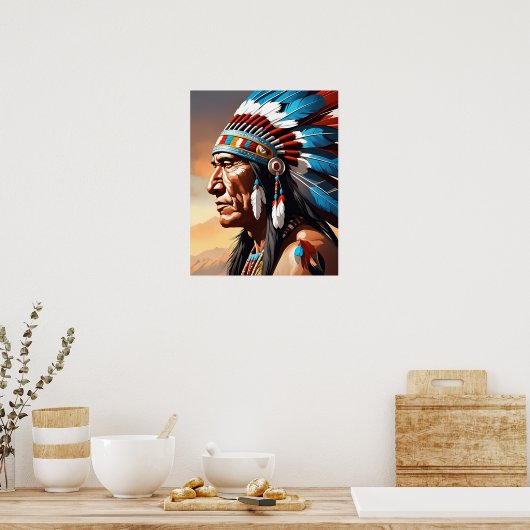 Poster Coiffure en chef amérindienne (Cuisine)