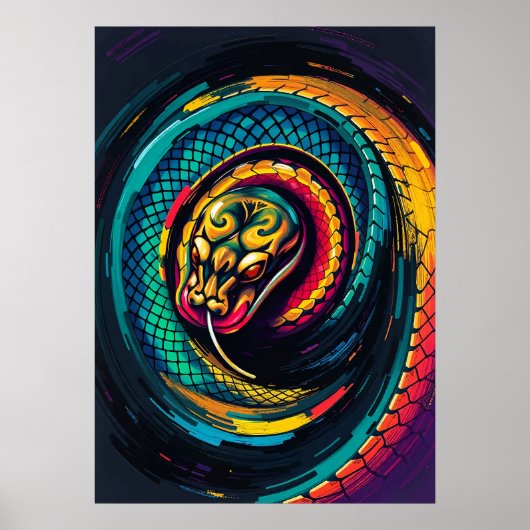Poster Coiled Serpent Spiral Art (Devant)