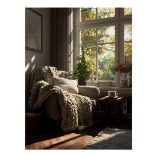 Poster Coin Automnal avec Fauteuil Beige