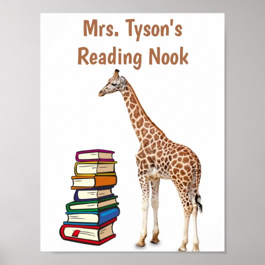 Poster Coin de lecture avec girafe modifiable avec une pi (Devant)