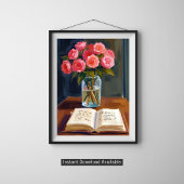 Poster Coin Lecture Rose Rose Florale Aquarelle