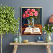 Poster Coin Lecture Rose Rose Florale Aquarelle