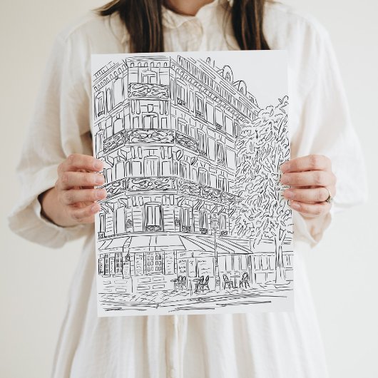 Poster Coin parisien noir et blanc