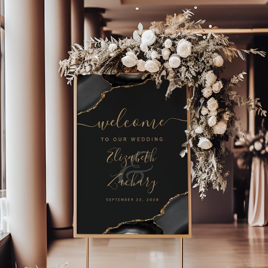 Poster Coins d'Agate Gold Noir 20x28 Mariage Bienvenue