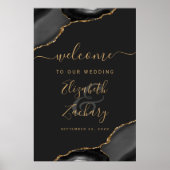 Poster Coins Noir et Or Agate 24x36 Bienvenue au Mariage (Devant)