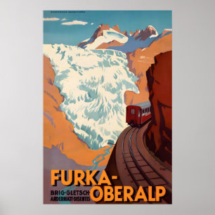 Poster Col du Furka Oberalp Suisse étroit