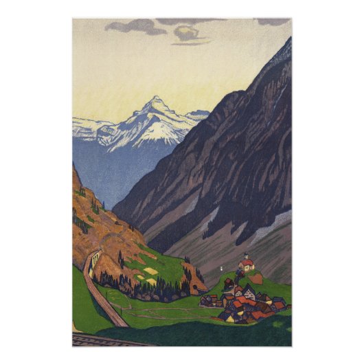 Poster col du Gotthard dans les Alpes (Devant)