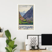 Poster Col du Saint-Gothard Suisse (Bureau à domicile)
