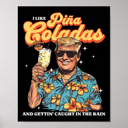 Poster Coladas Donald Trump Vacances d'été Hawaii Beach (Devant)