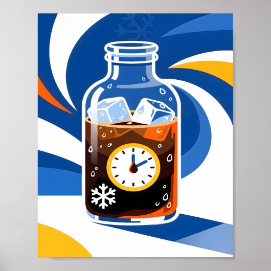 Poster Cold Brew Coffee Time Concept Modern Blue (Devant)