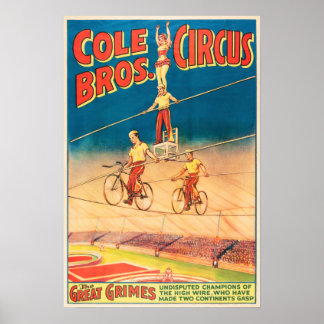 Poster COLE BROTHERS CIRCUS Aérogymats Spectacle Vintage