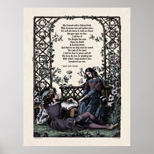 Poster Coleridge "Amour" Poésie victorienne Art 17x22 (Devant)