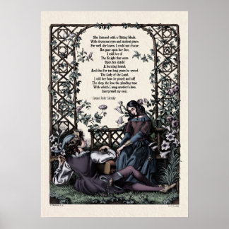 Poster Coleridge "Amour" Poésie victorienne Art 20x28
