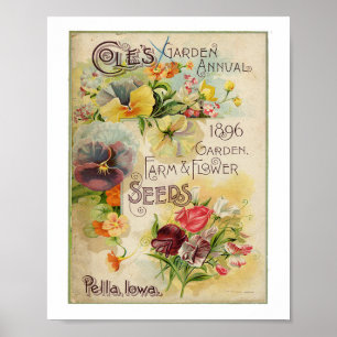 Poster Coles Garden Annuel 1896 Jardin, ferme et fleurs