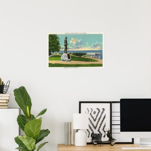 Poster Coles Hill Vue sur la statue du Massasoit (Bureau à domicile)