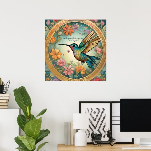Poster Colibri 5' de rond Zone de tapis (Bureau à domicile)