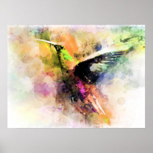 Poster Colibri à l'aquarelle