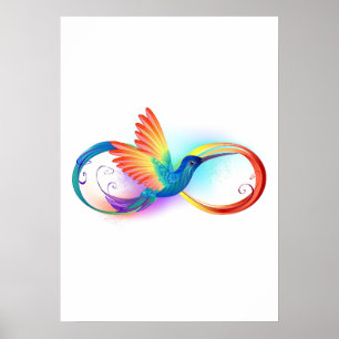 Poster Colibri arc-en-ciel avec symbole d'infini
