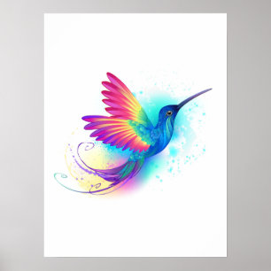 Poster Colibri arc-en-ciel exotique