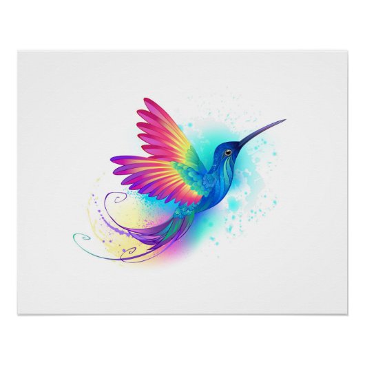 Poster Colibri arc-en-ciel exotique (Devant)
