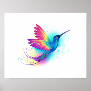 Poster Colibri arc-en-ciel exotique