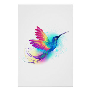 Poster Colibri arc-en-ciel exotique