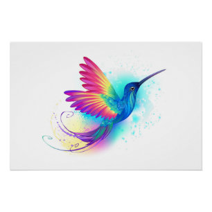 Poster Colibri arc-en-ciel exotique