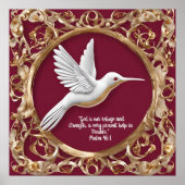 Poster Colibri blanc en rouge (Devant)