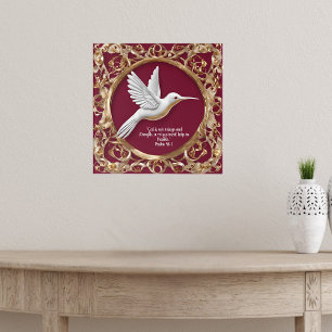 Poster Colibri blanc en rouge