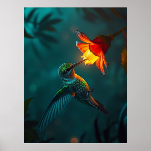 Poster Colibri dans le jardin (Devant)