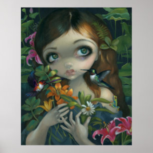 Poster Colibri d'art d'oeil d'IMPRESSION d'ART de bouquet