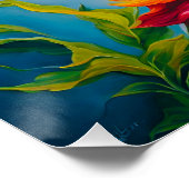 Poster Colibri de couleur vif avec fleurs (Coin)