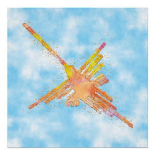 Poster Colibri de Nazca à l'aquarelle Ciel Bleu