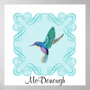 Poster Colibri élégant vintage